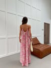 Zr Model Yaka Büzgülü Desenli Salaş Premium Elbise - Pembe