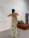 Zr Model Yaka Büzgülü Desenli Salaş Premium Elbise - Yeşil