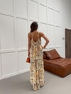 Zr Model Yaka Büzgülü Desenli Salaş Premium Elbise - Sarı