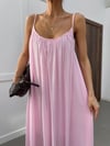 Zr Model Yaka Büzgülü Salaş Premium Elbise - Pembe