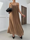Zr Model Yaka Büzgülü Salaş Premium Elbise - Camel