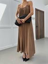 Zr Model Yaka Büzgülü Salaş Premium Elbise - Camel