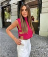 Zr model yan detay crop bluz - FUŞYA