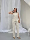 Zr Model Yelek Pantolon Premium Keten Takım - Ekru