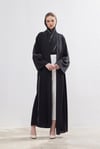 Beige Line Abaya - BLACK