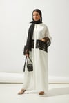 LACE DETAILS ABAYA-WHİTE