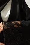 LACE ORGANZA DETAIL ABAYA -BLACK