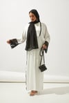 LACE ORGANZA DETAIL ABAYA -WHİTE
