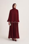 LINA CRYSTAL ABAYA & SCARF-BURGUNDY