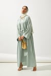 LINE ABAYA DRESS SHAWL 3 PIECE SET -MINT