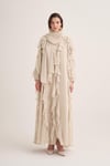 LOLA ABAYA & SCARF-GREEN-BEIGE