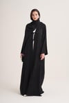 MILA LINEN MIX ABAYA & SCARF-BLACK