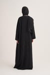 MILA LINEN MIX ABAYA & SCARF-BLACK