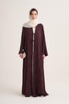 MILA LINEN MIX ABAYA & SCARF-BURGUNDY
