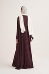 MILA LINEN MIX ABAYA & SCARF-BURGUNDY