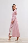 Roma Satin Abaya - POWDER