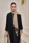 SARA ABAYA SET BLACK- CAMEL