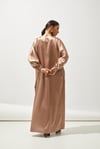 SATIN BOW ABAYA-BEIGE