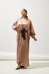SATIN BOW ABAYA-BEIGE