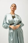 SATIN BOW ABAYA-MINT