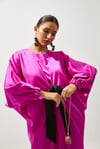SATIN BOW ABAYA-FUCHIA