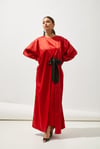 SATIN BOW ABAYA-RED