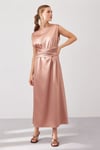 SATIN DRESS-BEIGE