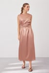 SATIN DRESS-BEIGE