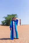 SATIN KAFTAN ABAYA-LACİVERT TURKUAZ