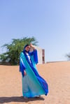 SATIN KAFTAN ABAYA-LACİVERT TURKUAZ