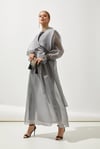 SHINE ORGANZA ABAYA-GREY