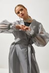 SHINE ORGANZA ABAYA-GREY