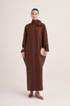 SOPHIE SATIN DRESS-BROWN