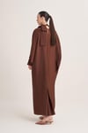 SOPHIE SATIN DRESS-BROWN