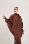SOPHIE SATIN DRESS-BROWN