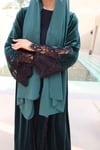 VELVET LACE ABAYA DARK GREEN