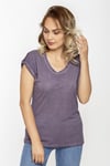 Arka Robası Dantelli Yağ Yıkama Tshirt-MOR