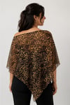 Asimetrik Oversize Kesim Leopar Desen Transparan Yazlık Panço Bluz-KAHVE
