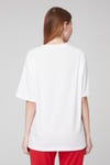 Ay Yıldız Baskılı Büyük Beden Oversize Özel Üretim Tshirt-BEYAZ
