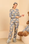 Ayıcık Baskılı Pijama Takımı-GRİ