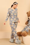 Ayıcık Baskılı Pijama Takımı-GRİ