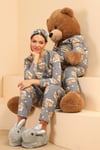 Ayıcık Baskılı Pijama Takımı-GRİ