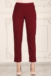 Beli Lastikli Cepli Krep Skuba Havuç Kesim Pantalon-BORDO