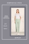 Beli Lastikli Cepli Krep Skuba Havuç Kesim Pantalon-YEŞİL