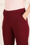 Beli Lastikli Cepli Krep Skuba Havuç Kesim Pantalon-BORDO
