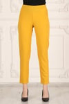 Beli Lastikli Cepli Krep Skuba Havuç Kesim Pantalon-SARI