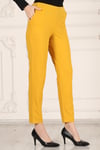 Beli Lastikli Cepli Krep Skuba Havuç Kesim Pantalon-SARI