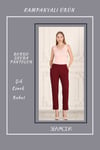 Beli Lastikli Cepli Krep Skuba Havuç Kesim Pantalon-BORDO