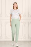 Beli Lastikli Cepli Krep Skuba Havuç Kesim Pantalon-YEŞİL