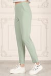 Beli Lastikli Cepli Krep Skuba Havuç Kesim Pantalon-YEŞİL